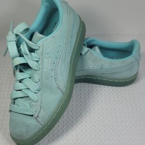 Puma Women's Mint Green Suede Sneakers
